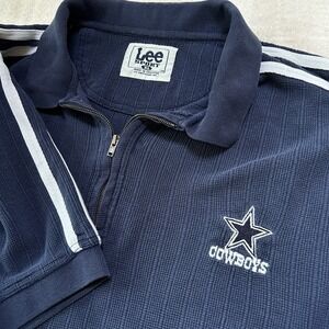 Vintage Lee Sport Dallas Cowboys‎ NFL Polo 1/4 Shirt Men XL White & Blue